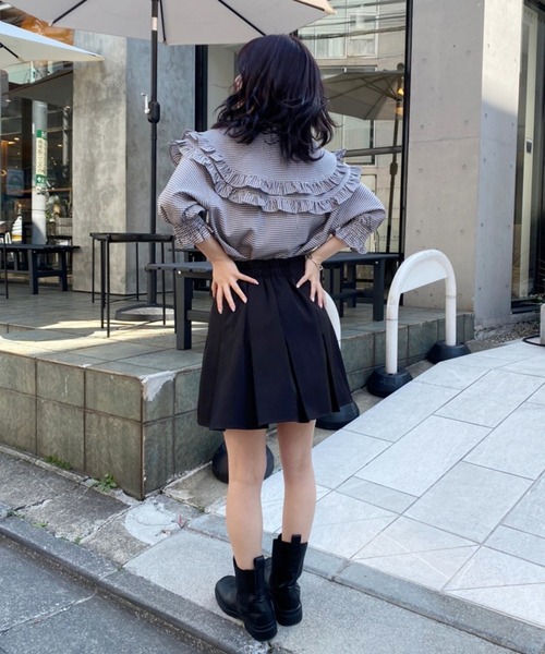 one after another NICE CLAUP（ワンアフターアナザーナイスクラップ）の「推しウケ圧勝　ビックカラーブラウス（シャツ/ブラウス・レディース・オフホワイト/ネイビー/ピンク/チェック/ブルー・FREE）」の10枚目の写真