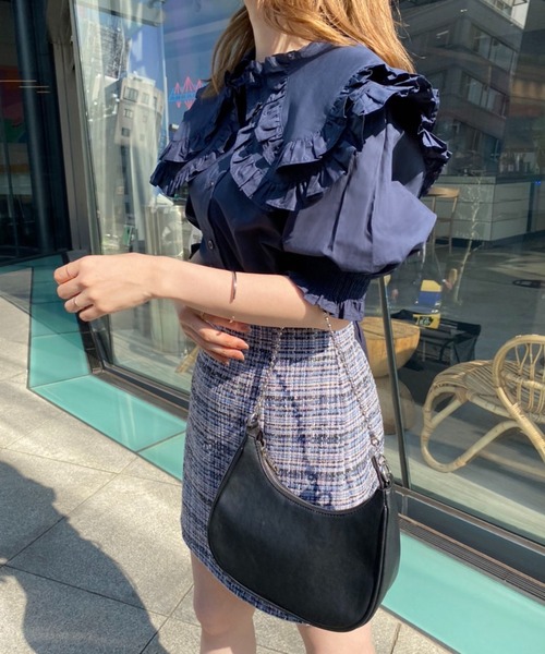 one after another NICE CLAUP（ワンアフターアナザーナイスクラップ）の「推しウケ圧勝　ビックカラーブラウス（シャツ/ブラウス・レディース・オフホワイト/ネイビー/ピンク/チェック/ブルー・FREE）」の19枚目の写真