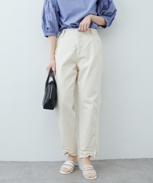 PUAL CE CIN（ピュアルセシン）の「オーガニックコットンカットオフデニムパンツ（その他パンツ・レディース・ホワイト/ナチュラル/インディゴブルー・FREE）」の2枚目の写真