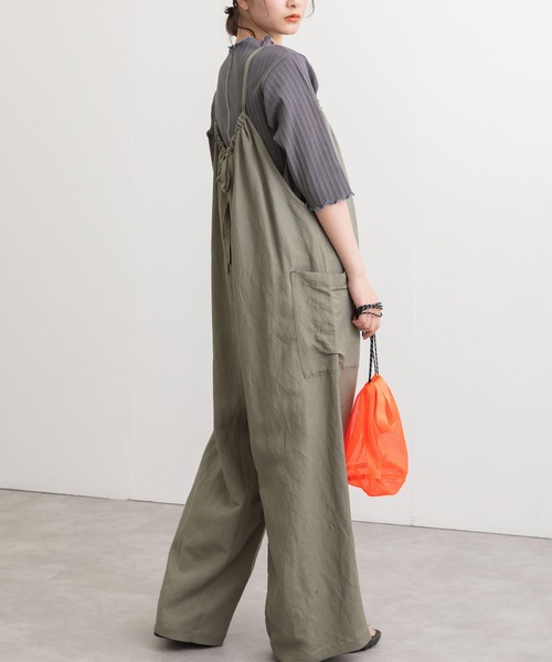 POU DOU DOU（プードゥドゥ）の「リネンレーヨンキャミソールサロペット（サロペット/オーバーオール・レディース・ブラック/ネイビー/カーキ・3）」の17枚目の写真