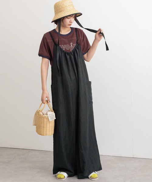 POU DOU DOU（プードゥドゥ）の「リネンレーヨンキャミソールサロペット（サロペット/オーバーオール・レディース・ブラック/ネイビー/カーキ・3）」の20枚目の写真