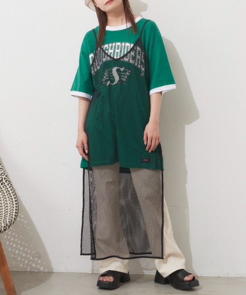 MERLOT（メルロー）の「メッシュキャミワンピース（ワンピース・レディース・ブラック/イエロー・FREE）」の5枚目の写真