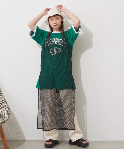 MERLOT（メルロー）の「メッシュキャミワンピース（ワンピース・レディース・ブラック/イエロー・FREE）」の4枚目の写真