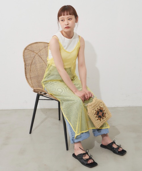 MERLOT（メルロー）の「メッシュキャミワンピース（ワンピース・レディース・ブラック/イエロー・FREE）」の18枚目の写真