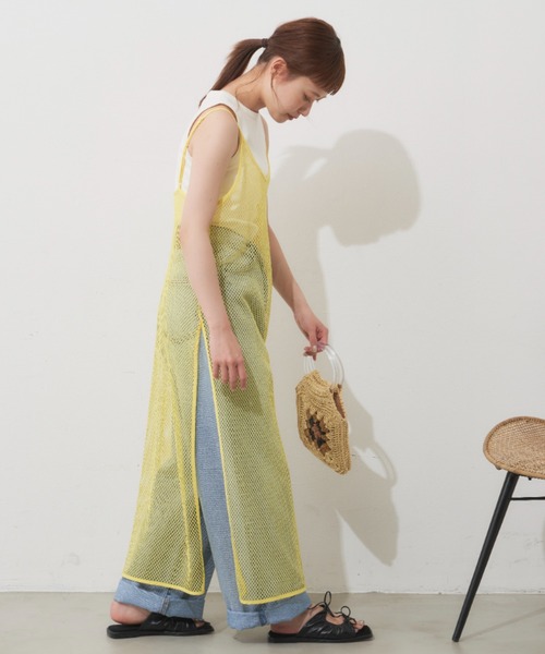 MERLOT（メルロー）の「メッシュキャミワンピース（ワンピース・レディース・ブラック/イエロー・FREE）」の21枚目の写真