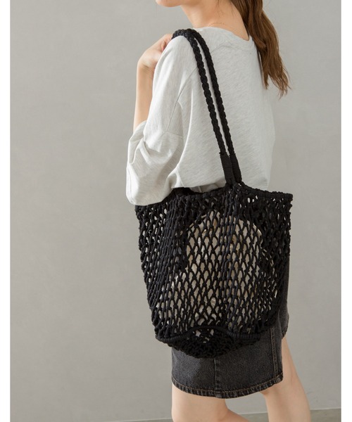 SpRay（スプレイ）の「メッシュトートＢＡＧ（トートバッグ・レディース・ブラック/パープル/グリーン/ライトグリーン/アイボリー・FREE）」の2枚目の写真