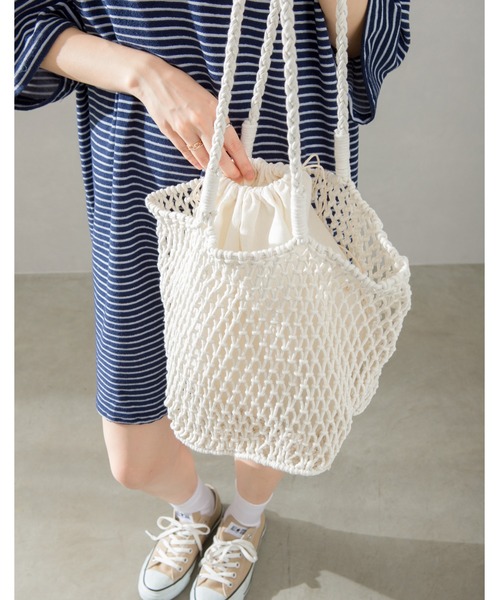 SpRay（スプレイ）の「メッシュトートＢＡＧ（トートバッグ・レディース・ブラック/パープル/グリーン/ライトグリーン/アイボリー・FREE）」の15枚目の写真