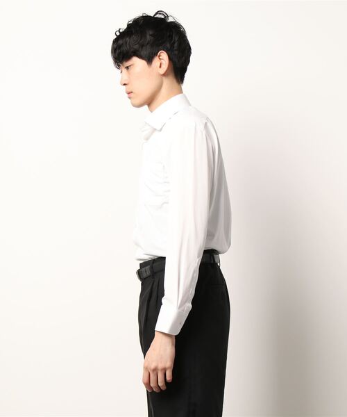 Alexander Julian（アレキサンダージュリアン）の「アレキサンダージュリアンメンズ/ALEXANDER JULIAN:MEN 接触冷感プラチナムニット ワイドカラー ビジネスドレス長袖ニットシャツ（シャツ/ブラウス・メンズ・ライトグレー・首回り41cm-裄丈82cm/首回り43cm-裄丈86cm/首回り39cm-裄丈80cm/首回り37cm-裄丈80cm/首回り41cm-裄丈86cm/首回り43cm-裄丈82cm/首回り39cm-裄丈84cm/首回り45cm-裄丈86cm）」の7枚目の写真