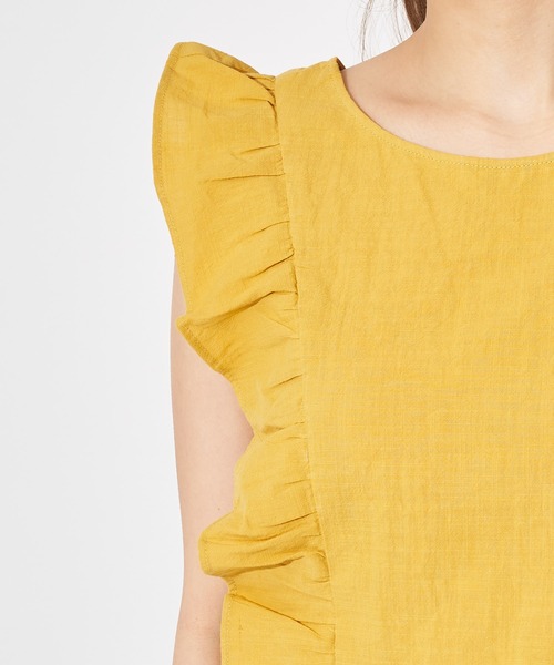 SPIRALGIRL（スパイラルガール）の「コットンフリルブラウス（シャツ/ブラウス・レディース・ベージュ/オフホワイト/イエロー・FREE）」の8枚目の写真