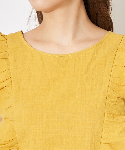 SPIRALGIRL（スパイラルガール）の「コットンフリルブラウス（シャツ/ブラウス・レディース・ベージュ/オフホワイト/イエロー・FREE）」の10枚目の写真