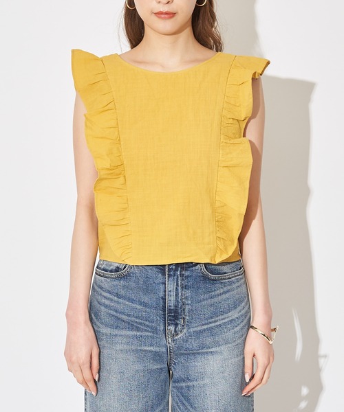 SPIRALGIRL（スパイラルガール）の「コットンフリルブラウス（シャツ/ブラウス・レディース・ベージュ/オフホワイト/イエロー・FREE）」の21枚目の写真