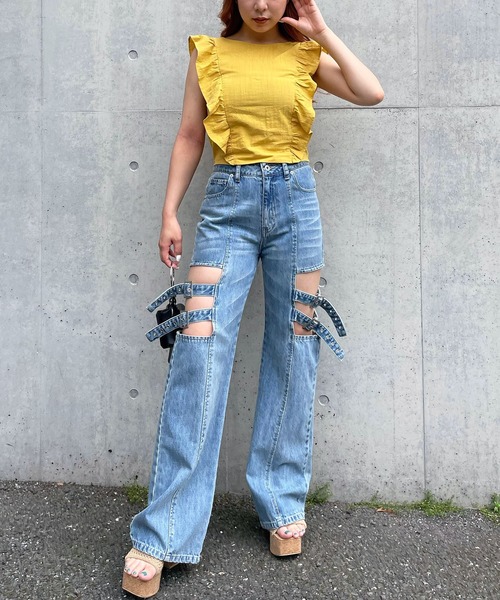 SPIRALGIRL（スパイラルガール）の「コットンフリルブラウス（シャツ/ブラウス・レディース・ベージュ/オフホワイト/イエロー・FREE）」の15枚目の写真