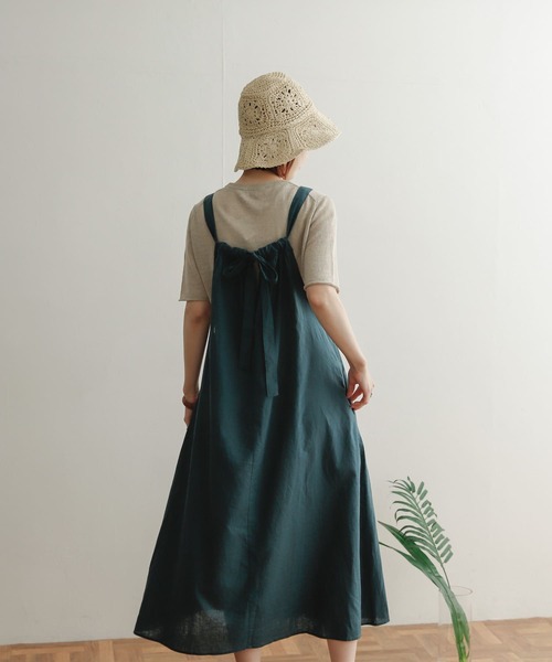 URBAN RESEARCH DOORS(アーバンリサーチドアーズ)の「リネンコットンギャザーキャミワンピース(ワンピース・レディース・ブラック/ブラウン/グリーン・MEDIUM)」の13枚目の写真