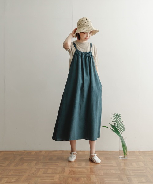 URBAN RESEARCH DOORS(アーバンリサーチドアーズ)の「リネンコットンギャザーキャミワンピース(ワンピース・レディース・ブラック/ブラウン/グリーン・MEDIUM)」の15枚目の写真