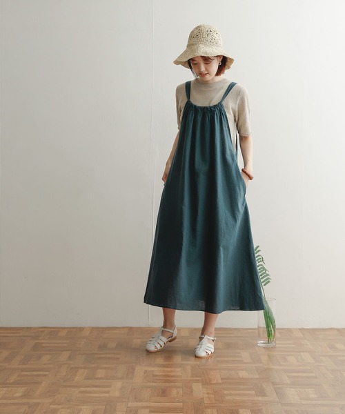 URBAN RESEARCH DOORS(アーバンリサーチドアーズ)の「リネンコットンギャザーキャミワンピース(ワンピース・レディース・ブラック/ブラウン/グリーン・MEDIUM)」の16枚目の写真