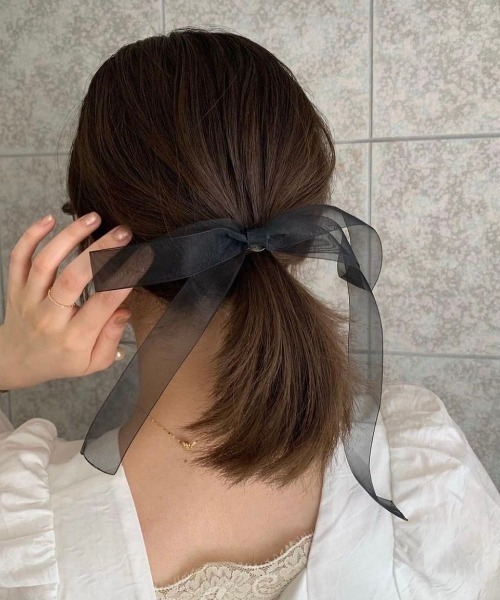 flower(フラワー)の「シアーリボンピン(ヘアピン・レディース・ブラック/ピンク・FREE)」の5枚目の写真