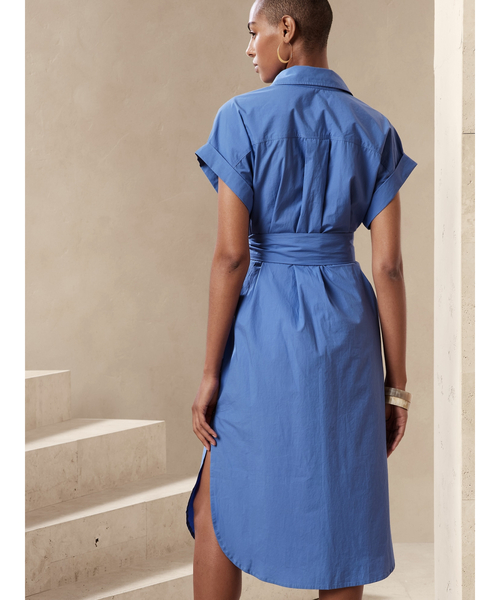 Banana Republic（バナナリパブリック）の「クラシック シャツドレス（ワンピース・レディース・グリーン/ブルー・M/S/XS/L）」の4枚目の写真