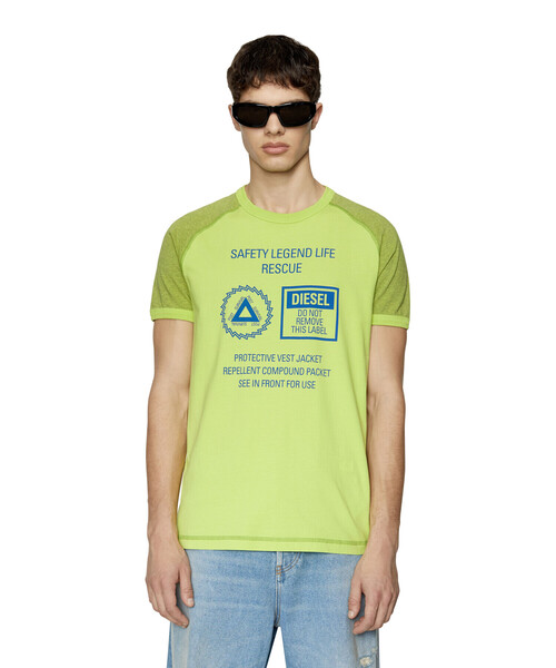 W&LT ラグランスリーブ Tシャツ グリーン リラックスラグランスリーブシャツ＜グリーンイエロー＞(XS