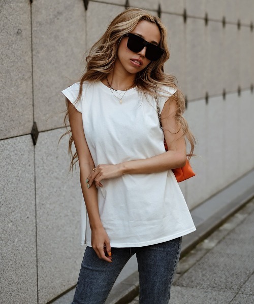 esutoreja（エストレジャ）の「シンプルカットティー（Tシャツ/カットソー・レディース・ホワイト/グリーン・FREE）」の2枚目の写真