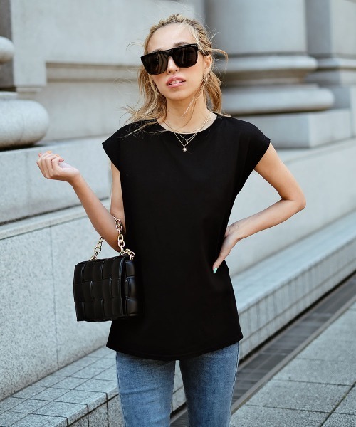 esutoreja（エストレジャ）の「シンプルカットティー（Tシャツ/カットソー・レディース・ホワイト/グリーン・FREE）」の3枚目の写真