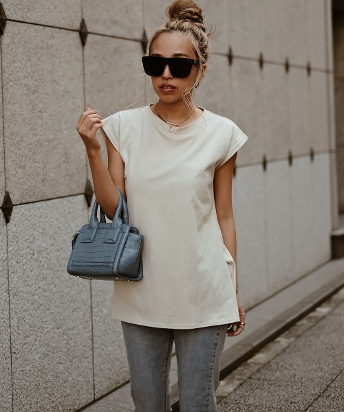 esutoreja（エストレジャ）の「シンプルカットティー（Tシャツ/カットソー・レディース・ホワイト/グリーン・FREE）」の4枚目の写真