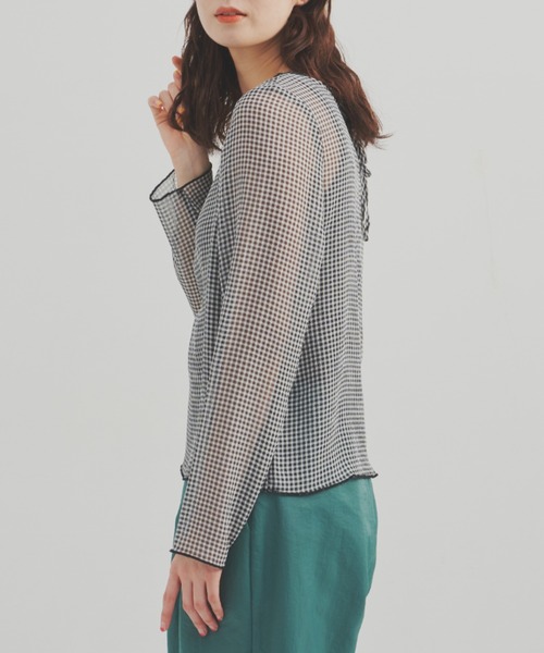 MERLOT（メルロー）の「2WAYギンガムシアーブラウス（シャツ/ブラウス・レディース・ホワイト/イエロー・FREE）」の9枚目の写真