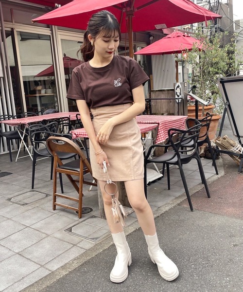 one after another NICE CLAUP(ワンアフターアナザーナイスクラップ)の「ロゴ刺繍Tee(Tシャツ/カットソー・レディース・ブラウン/アイボリー/ミント/オフホワイト・FREE)」の12枚目の写真