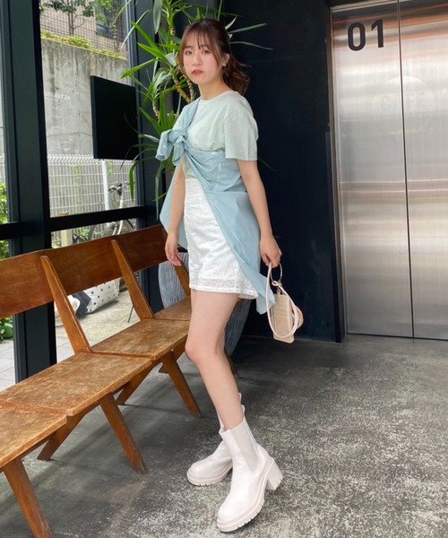 one after another NICE CLAUP(ワンアフターアナザーナイスクラップ)の「ロゴ刺繍Tee(Tシャツ/カットソー・レディース・ブラウン/アイボリー/ミント/オフホワイト・FREE)」の10枚目の写真