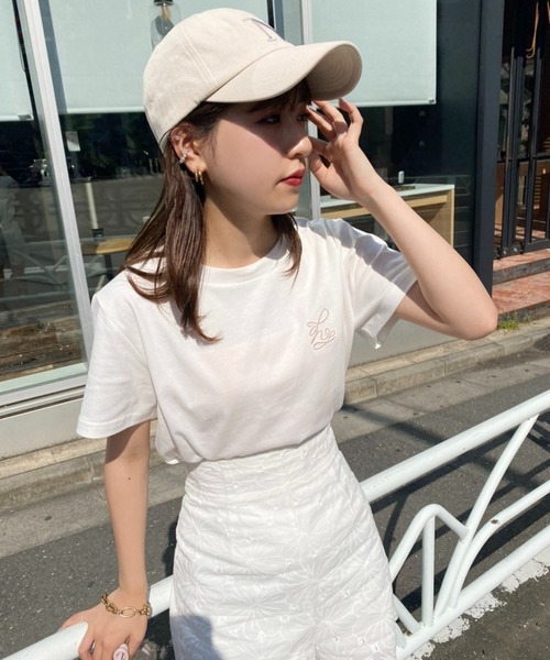 one after another NICE CLAUP(ワンアフターアナザーナイスクラップ)の「ロゴ刺繍Tee(Tシャツ/カットソー・レディース・ブラウン/アイボリー/ミント/オフホワイト・FREE)」の22枚目の写真