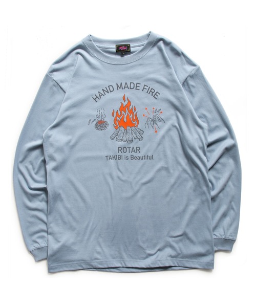 ROTAR（ローター）の「HAND MADE FIRE LS Tee キャンプファイヤー ロンTee（Tシャツ/カットソー・メンズ・グレー系/ブルー系/サンドベージュ・LARGE/X-LARGE/SMALL/MEDIUM）」の3枚目の写真