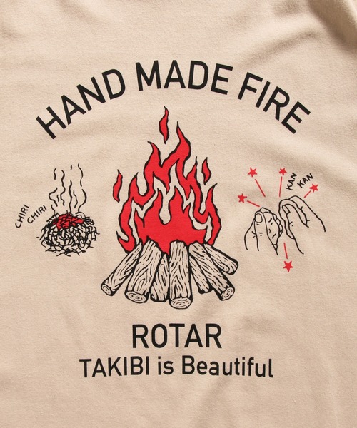 ROTAR（ローター）の「HAND MADE FIRE LS Tee キャンプファイヤー ロンTee（Tシャツ/カットソー・メンズ・グレー系/ブルー系/サンドベージュ・LARGE/X-LARGE/SMALL/MEDIUM）」の4枚目の写真