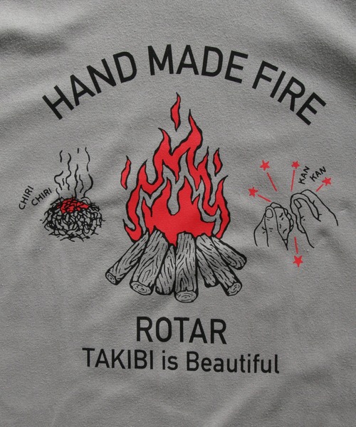 ROTAR（ローター）の「HAND MADE FIRE LS Tee キャンプファイヤー ロンTee（Tシャツ/カットソー・メンズ・グレー系/ブルー系/サンドベージュ・LARGE/X-LARGE/SMALL/MEDIUM）」の5枚目の写真