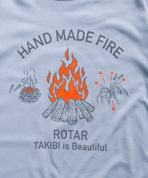 ROTAR（ローター）の「HAND MADE FIRE LS Tee キャンプファイヤー ロンTee（Tシャツ/カットソー・メンズ・グレー系/ブルー系/サンドベージュ・LARGE/X-LARGE/SMALL/MEDIUM）」の6枚目の写真