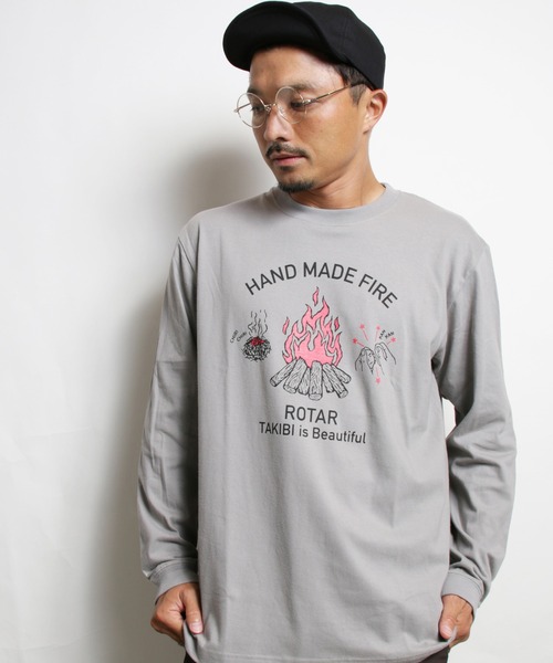 ROTAR（ローター）の「HAND MADE FIRE LS Tee キャンプファイヤー ロンTee（Tシャツ/カットソー・メンズ・グレー系/ブルー系/サンドベージュ・LARGE/X-LARGE/SMALL/MEDIUM）」の11枚目の写真