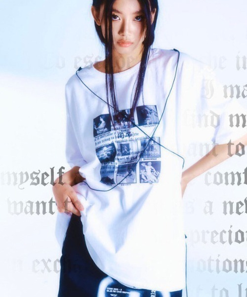 ROSEAPPLE STUDIO（ローズアップルスタジオ）の「【ROSEAPPLE STUDIO/ローズアップルスタジオ】212-Rope season graphic t-shirts/プリントT 半袖トップス 半袖Tシャツ 白Tシャツ 黒Tシャツ ゴシック ビッグサイズ オーバーサイズ（Tシャツ/カットソー・レディース・ホワイト/ブラック・ONE SIZE）」の2枚目の写真