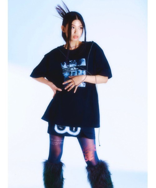 ROSEAPPLE STUDIO（ローズアップルスタジオ）の「【ROSEAPPLE STUDIO/ローズアップルスタジオ】212-Rope season graphic t-shirts/プリントT 半袖トップス 半袖Tシャツ 白Tシャツ 黒Tシャツ ゴシック ビッグサイズ オーバーサイズ（Tシャツ/カットソー・レディース・ホワイト/ブラック・ONE SIZE）」の8枚目の写真