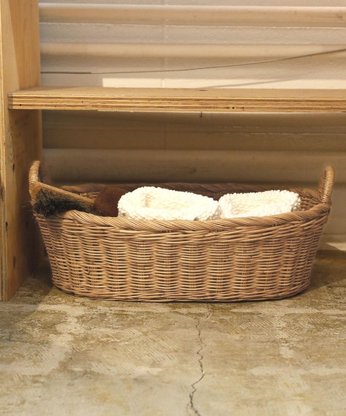 松野屋 ラタン取手付楕円バスケットロー Ｓ 収納バスケット カゴ（収納グッズ）｜HIGHTIDE（ハイタイド）