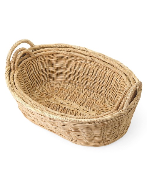松野屋 ラタン取手付楕円バスケットロー Ｓ 収納バスケット カゴ（収納グッズ）｜HIGHTIDE（ハイタイド）