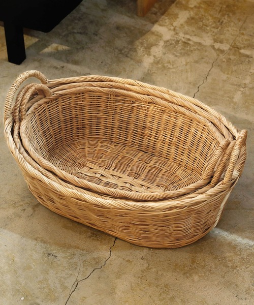 松野屋 ラタン取手付楕円バスケットロー Ｓ 収納バスケット カゴ（収納グッズ）｜HIGHTIDE（ハイタイド）