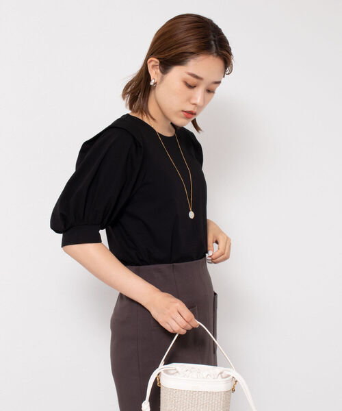 NOLLEY’S（ノーリーズ）の「肩タック5分袖プルオーバーカットソー（Tシャツ/カットソー・レディース・ブラック/グレー/ボルドー・38）」の12枚目の写真