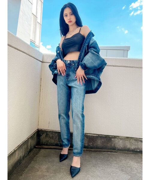 GYDA（ジェイダ）の「ハイウエスト SPRAY PROCESSINGペグトップデニムパンツ（デニムパンツ・レディース・ブラック/ブルー・SMALL/MEDIUM）」の10枚目の写真