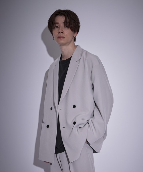 JUNRED（ジュンレッド）の「スムースタッチルーズダブルジャケット（テーラードジャケット・メンズ・チャコールグレー/グレー系その他/ブルー系その他4/グレー・S/M/L）」の3枚目の写真