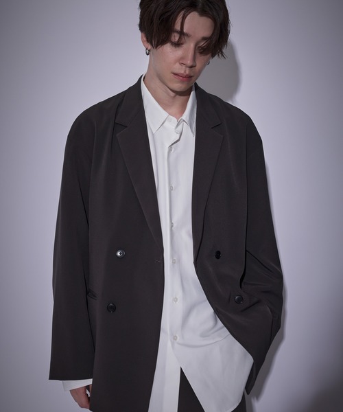 JUNRED（ジュンレッド）の「スムースタッチルーズダブルジャケット（テーラードジャケット・メンズ・チャコールグレー/グレー系その他/ブルー系その他4/グレー・S/M/L）」の2枚目の写真