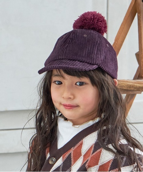 MAKE YOUR DAY（メイクユアデイ）の「梵天付きキャップ（キャップ・キッズ・キャメル/サックスブルー/ブラウン/パープル・M/S/L/XS）」の4枚目の写真