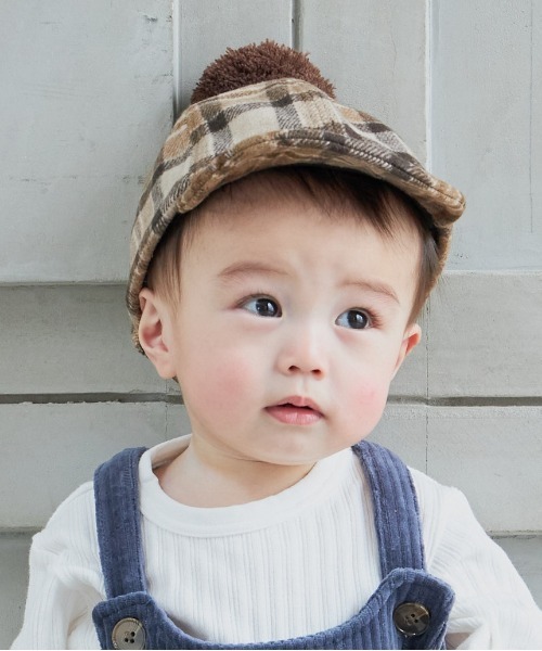 MAKE YOUR DAY（メイクユアデイ）の「梵天付きキャップ（キャップ・キッズ・キャメル/サックスブルー/ブラウン/パープル・M/S/L/XS）」の2枚目の写真