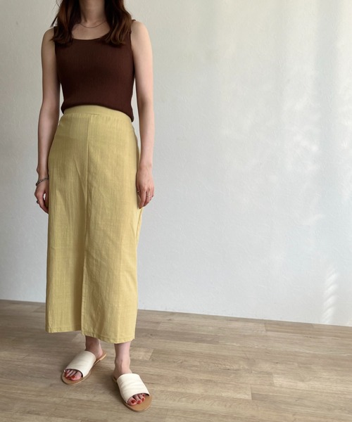ISOOK(アイスー)の「【ZOZOTOWN限定】Color linen skirt / カラーリネンスカート(スカート・レディース・ブラック/イエロー/オレンジ・FREE)」の2枚目の写真