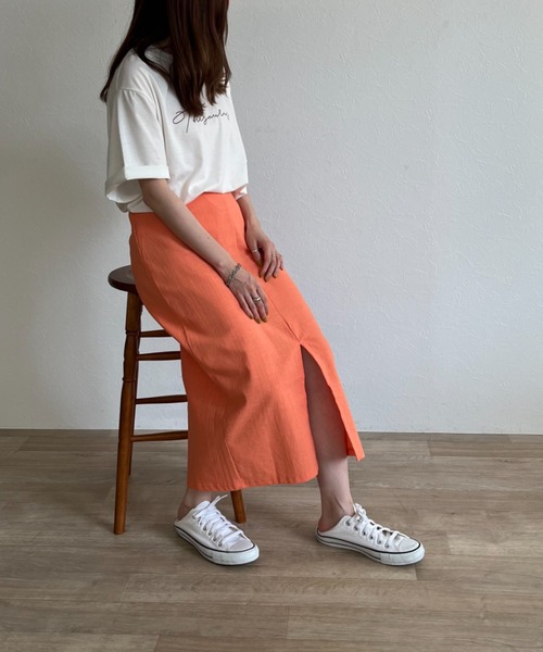 ISOOK(アイスー)の「【ZOZOTOWN限定】Color linen skirt / カラーリネンスカート(スカート・レディース・ブラック/イエロー/オレンジ・FREE)」の3枚目の写真