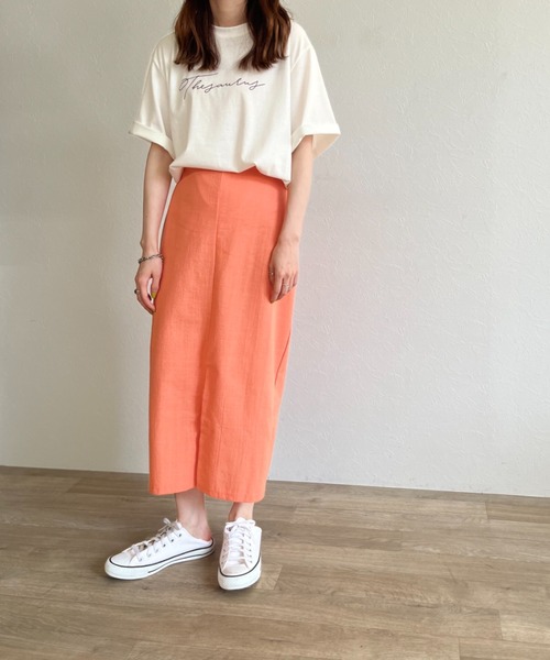 ISOOK(アイスー)の「【ZOZOTOWN限定】Color linen skirt / カラーリネンスカート(スカート・レディース・ブラック/イエロー/オレンジ・FREE)」の4枚目の写真