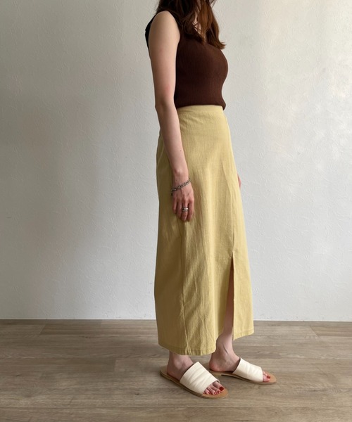ISOOK(アイスー)の「【ZOZOTOWN限定】Color linen skirt / カラーリネンスカート(スカート・レディース・ブラック/イエロー/オレンジ・FREE)」の5枚目の写真