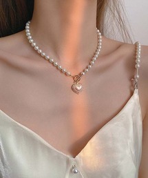 Fun & Daily | F&D : パールハートショートネックレス(ネックレス)